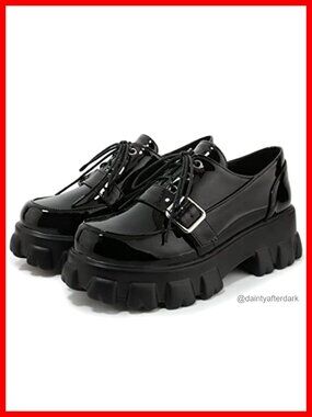 Chunky Platform Loafers Gothic Lace-Up Oxford Shoes